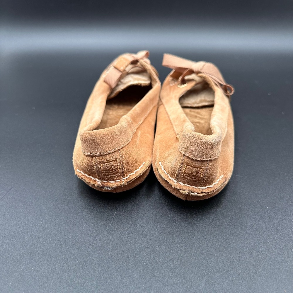 Sperry Top-Sider Womens Tan Suede Leather Bow Accent Moccasin Slippers Size 8M - Picture 4 of 8
